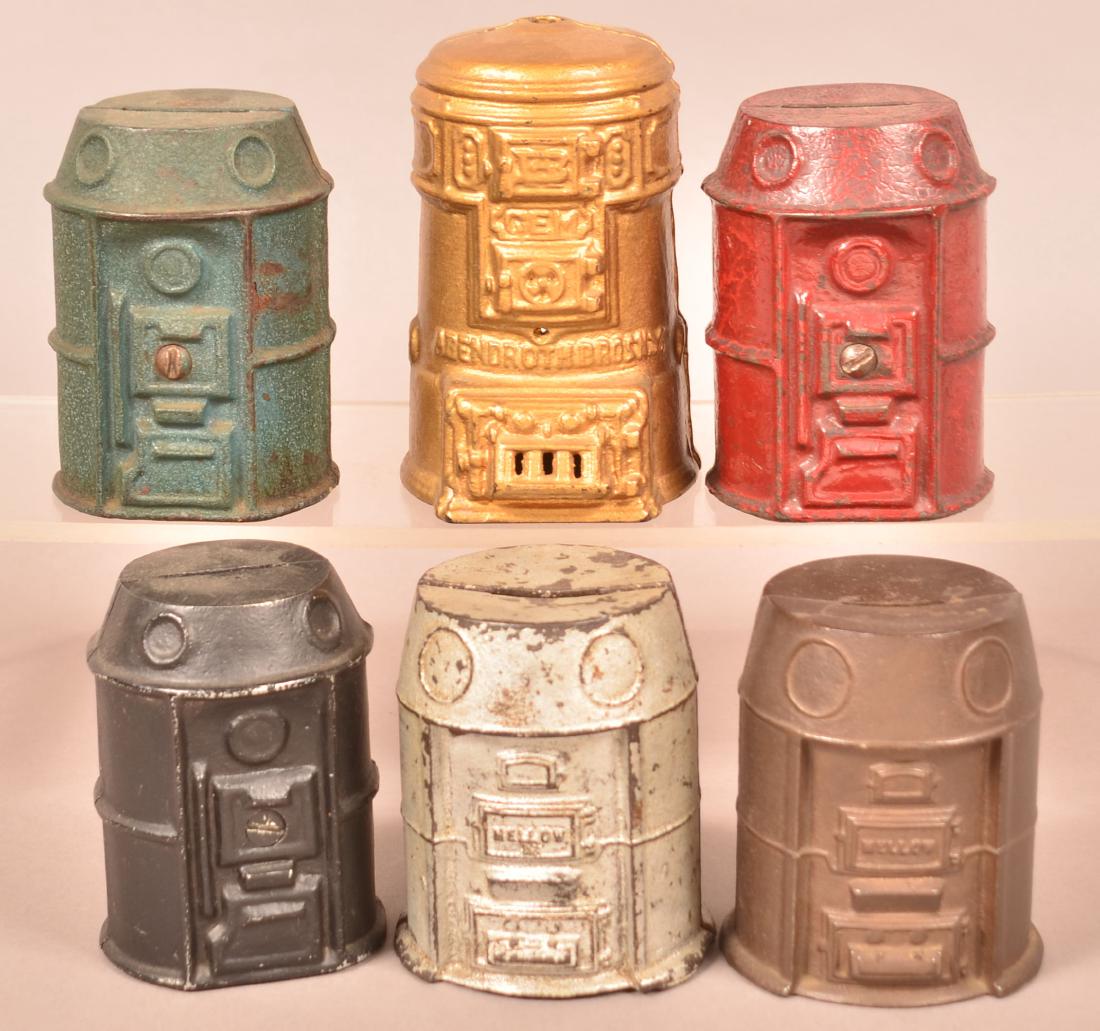 6 Antique/Vintage Cast Iron Furnace Still Banks. (1 of 2)