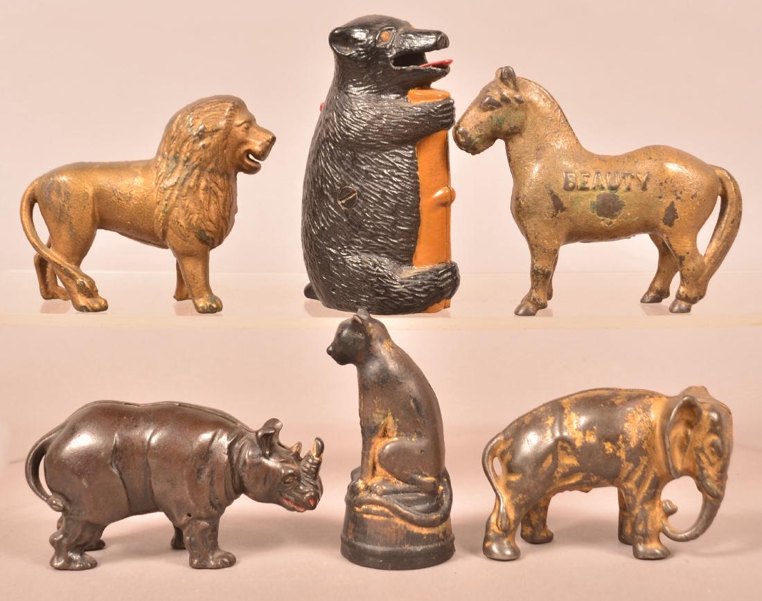 6 Antique/Vintage Iron Animal Still Banks. (1 of 2)