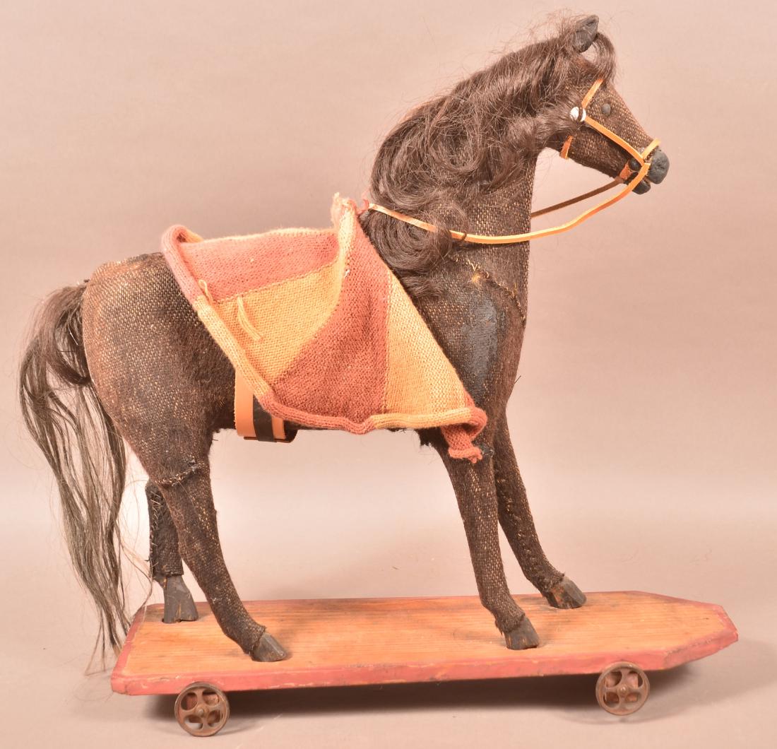 Antique Cloth Covered Horse Pull Toy. (1 of 5)