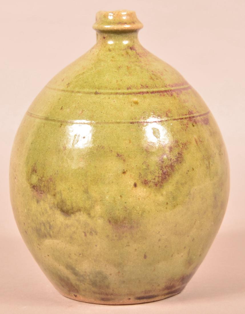 Jugtown Pottery Green Glazed Redware Bulbous Jug. (1 of 4)