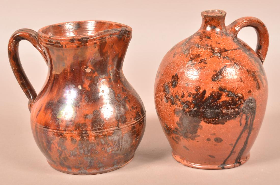 2 Pieces of 19th Century Mottle Glazed Redware. (1 of 3)