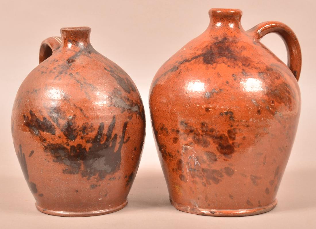 2 PA 19th Century Mottle Glazed Redware Jugs. (1 of 3)