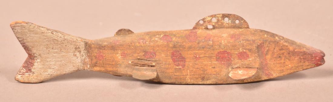 Folk Art Carved and Painted Fish Spearing Decoy. (1 of 3)
