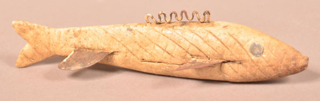 Folk Art Carved and Painted Fish Spearing Decoy. (1 of 3)