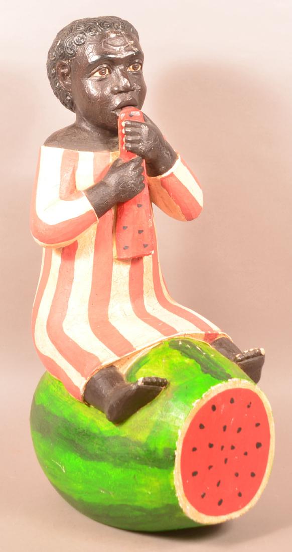 Contemporary Folk Art Black Americana Carving. (1 of 4)