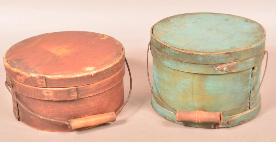 Two Antique Painted Bentwood Covered Carriers. (1 of 4)