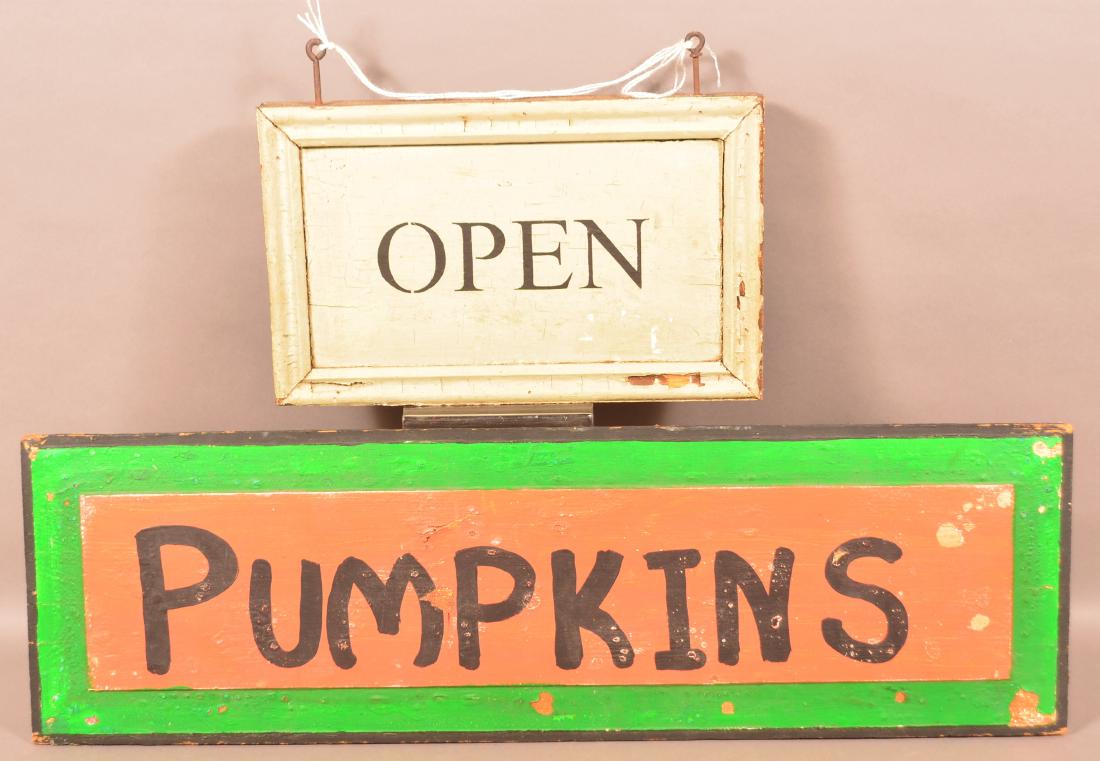 Two Antique/Vintage Painted Wood Signs. (1 of 5)