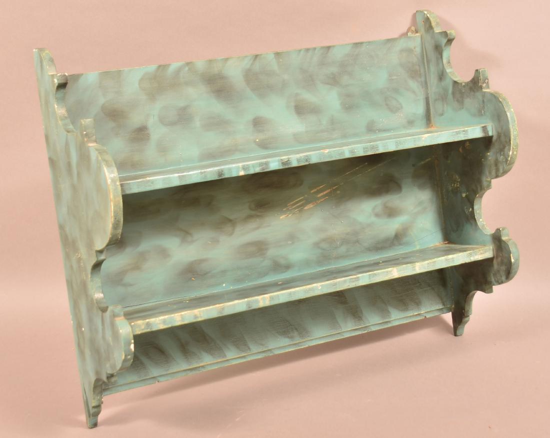 Antique Smoke Decorated Softwood Wall Shelf. (1 of 2)