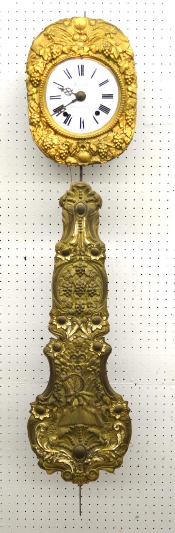 Bréant à Chateaubriant Brass Wag-on-Wall Clock. (1 of 6)