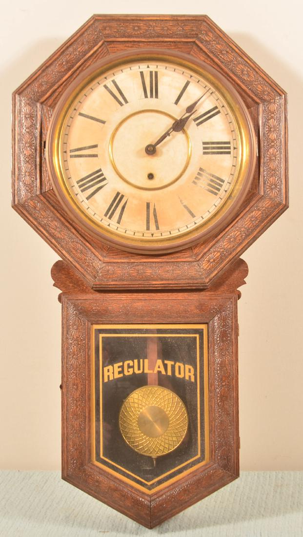 Sessions Oak Case Regulator Wall Clock. (1 of 2)