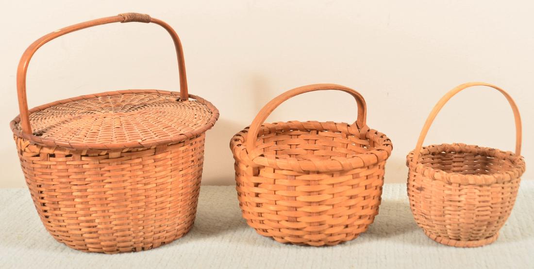 Three Antique Woven Splint Baskets. (1 of 2)