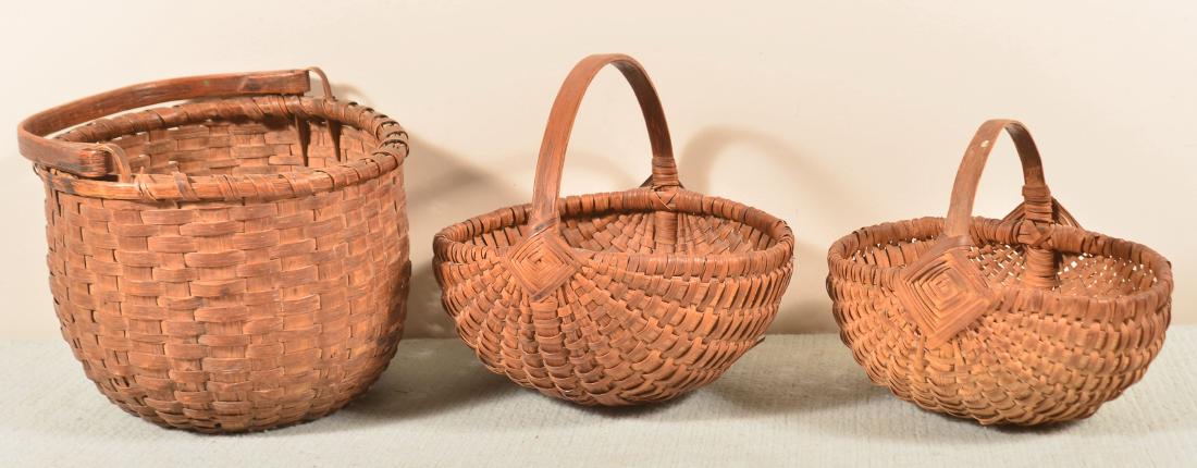 Three Antique Woven Splint Baskets. (1 of 3)