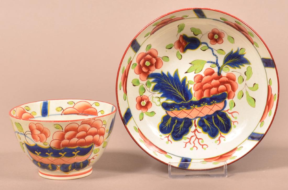 Gaudy Dutch China "War Bonnet" Cup & Saucer. (1 of 3)