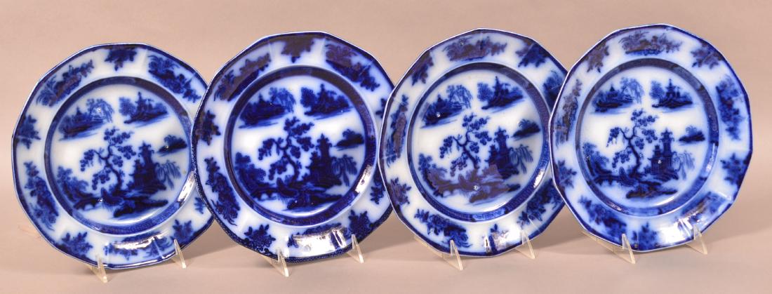 4 Flow Blue Ironstone China "Chapoo" Plates. (1 of 2)