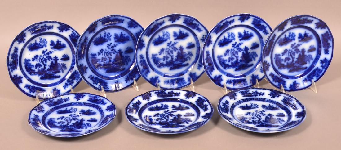 8 Flow Blue Ironstone China "Chapoo" Plates. (1 of 2)