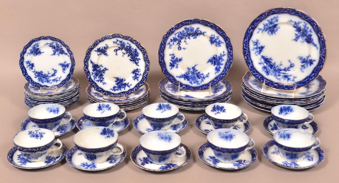 56 Pieces of Flow Blue "Touraine" Pattern China. (1 of 1)