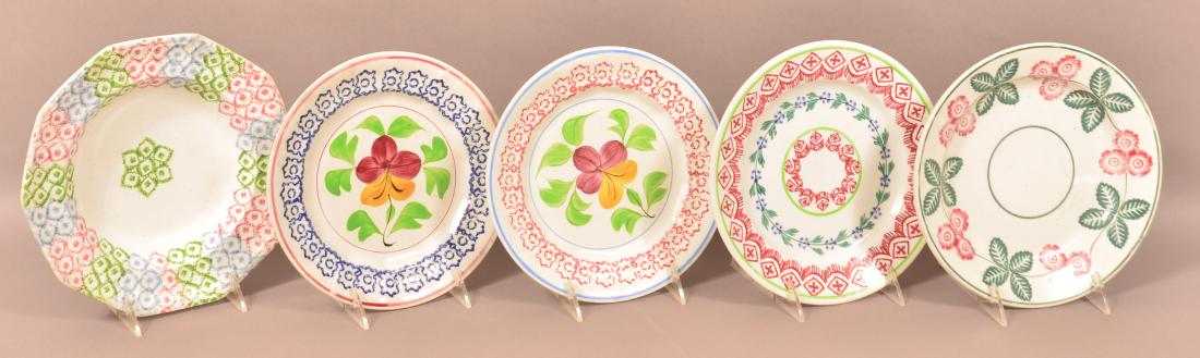 Five Various Cut-Sponge Ironstone China Plates. (1 of 1)
