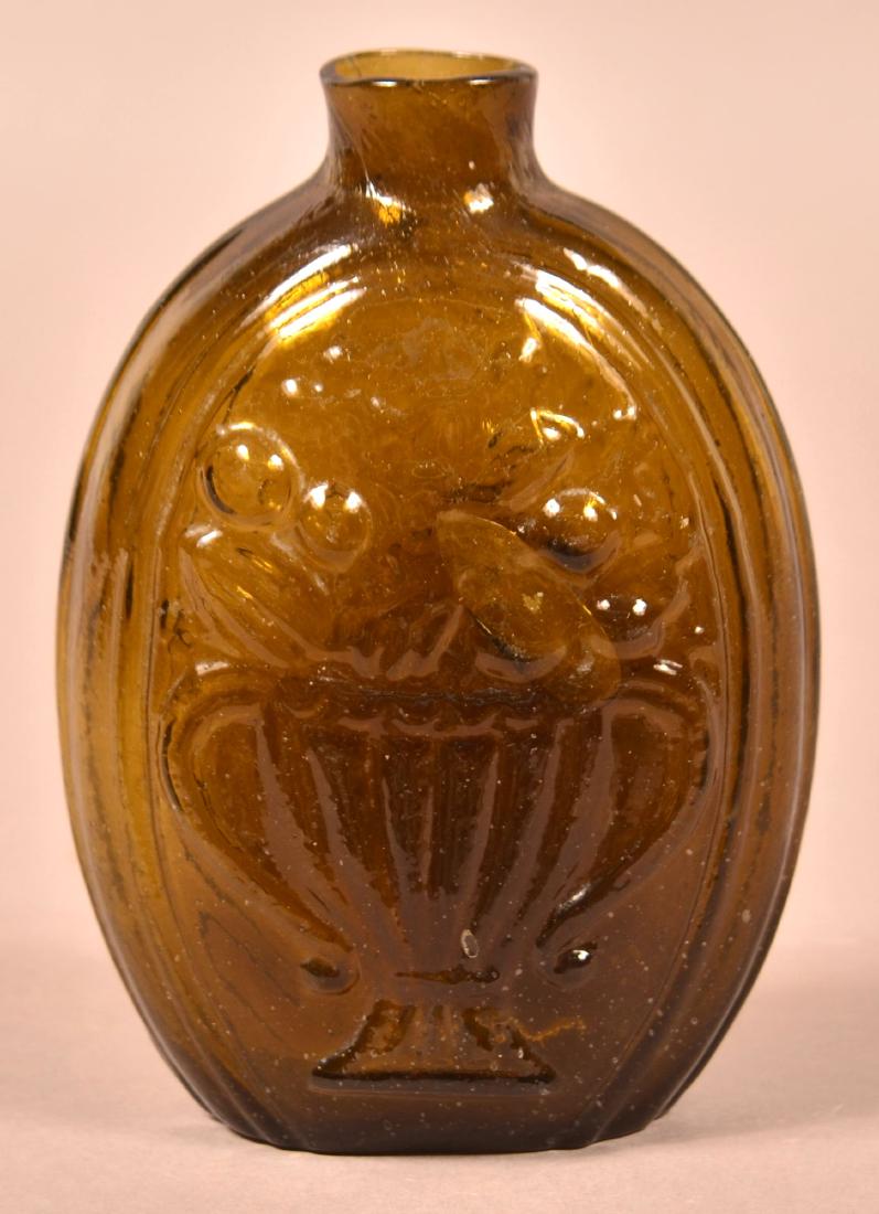 Olive Green Blown Glass Cornucopia/Urn Flask. (1 of 3)