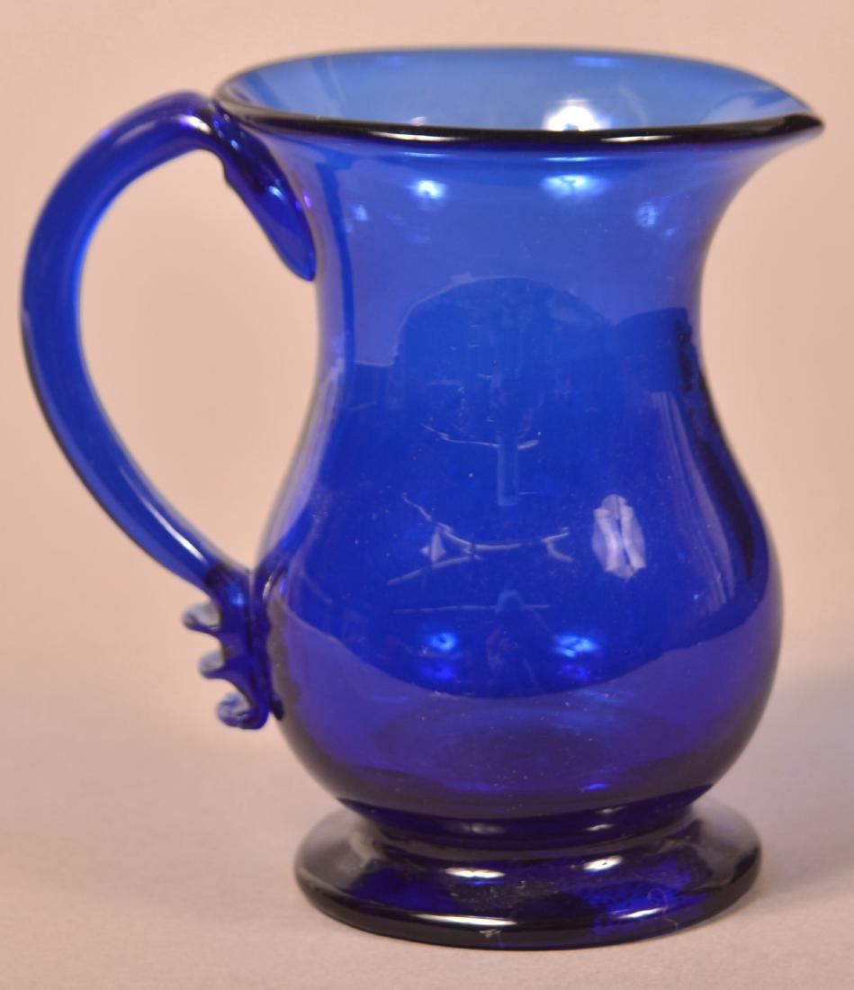 19th Century Blown Cobalt Glass Cream Pitcher. (1 of 3)