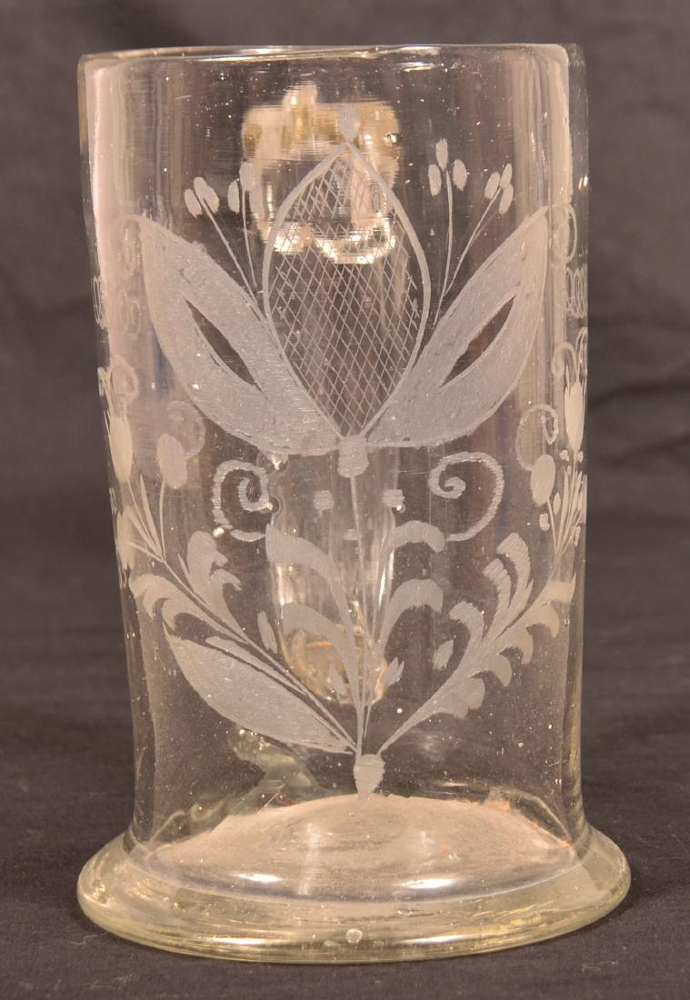Steigel Type Engraved Colorless Glass Mug. (1 of 4)