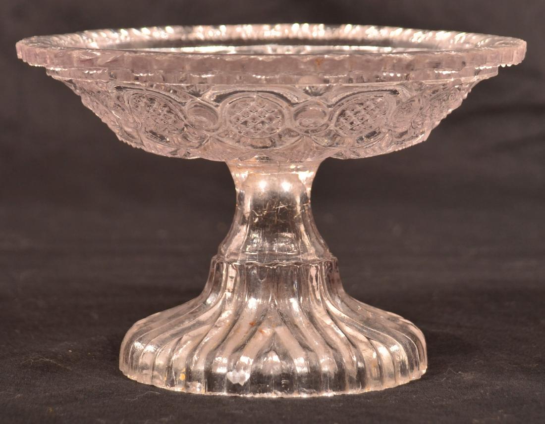 Colorless Lacy Sandwich Glass Small Compote. (1 of 3)
