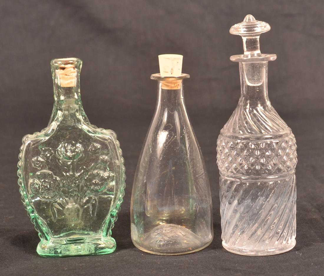 Three Various Antique Blown Glass Small Bottles. (1 of 2)