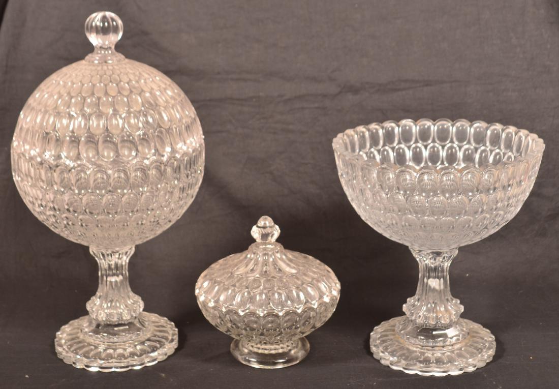 Three Pieces of Thumbprint Colorless Flint Glass. (1 of 1)