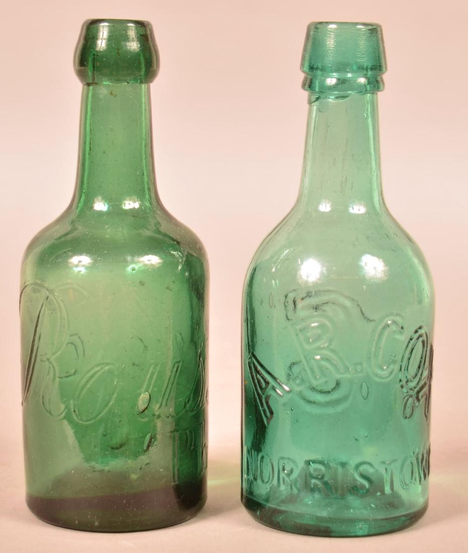 Two PA Green Glass Soda Water Bottles. (1 of 3)