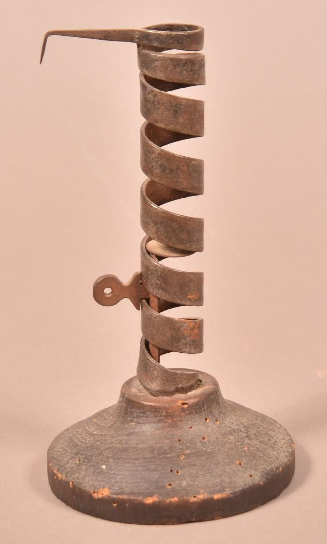 19th Century Iron Shaft Spiral Candlestick. (1 of 3)