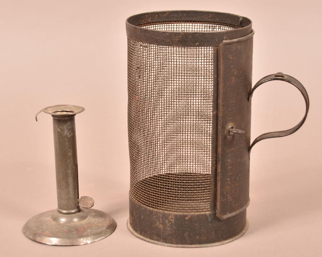 19th Century Screened Tin Candle Lantern. (1 of 2)