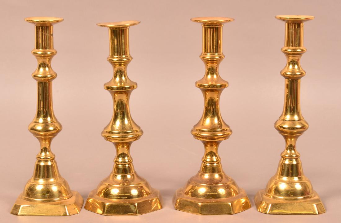 Two Pairs of 19th Century Brass Candlesticks. (1 of 2)