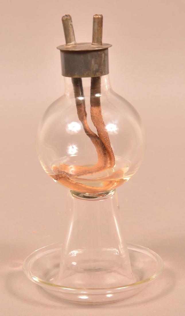 19th Cent. Colorless Glass Chamber Fluid Lamp. (1 of 2)