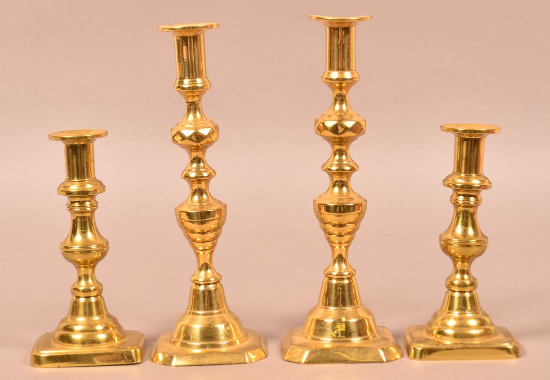 Two Pairs of 19th Century Brass Candlesticks. (1 of 2)