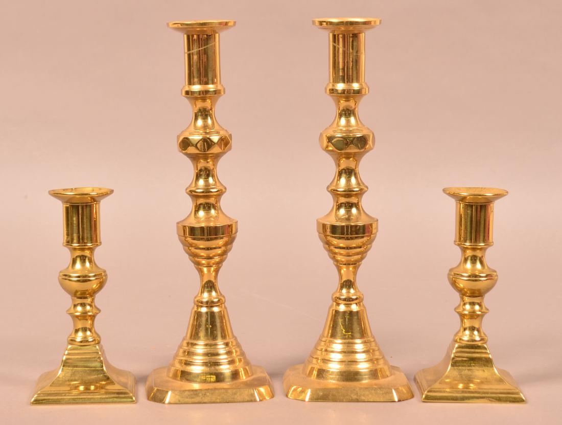 Two Pairs of 19th Century Brass Candlesticks. (1 of 2)