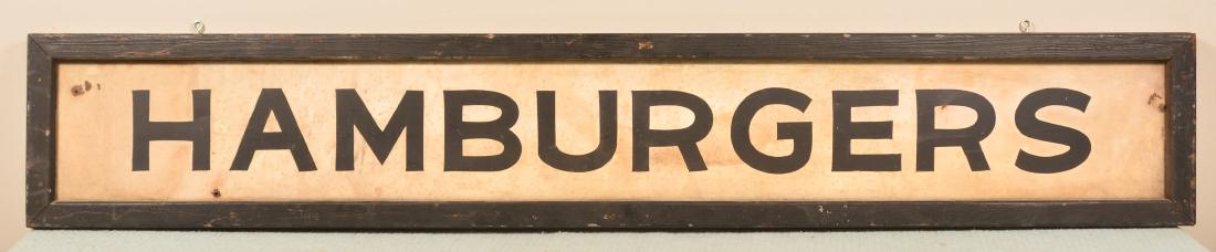 Vintage Painted Tin "HAMBURGERS" Sign. (1 of 2)
