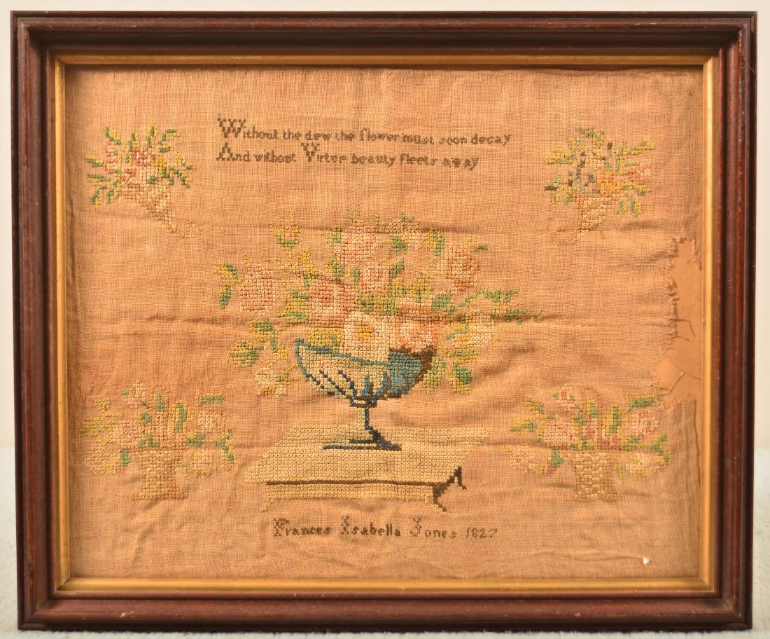 1827 Cross Stitch Needlework Sampler. (1 of 4)
