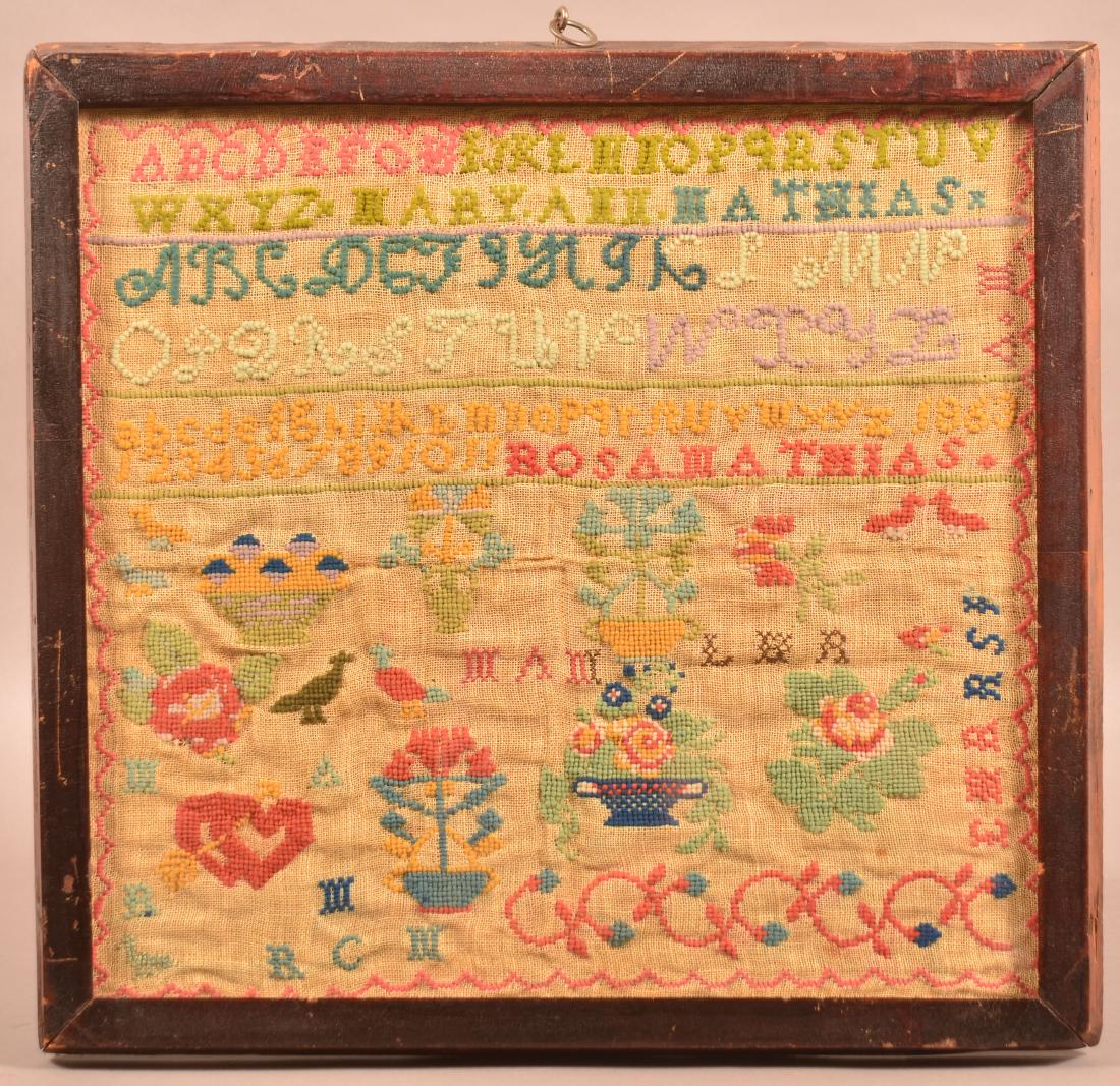 Rosa Mathias 1863 Cross Stitch Sampler. (1 of 5)