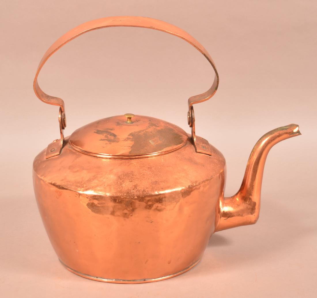 Lancaster, PA Copper Tea Kettle Signed C. Kiefer. (1 of 5)
