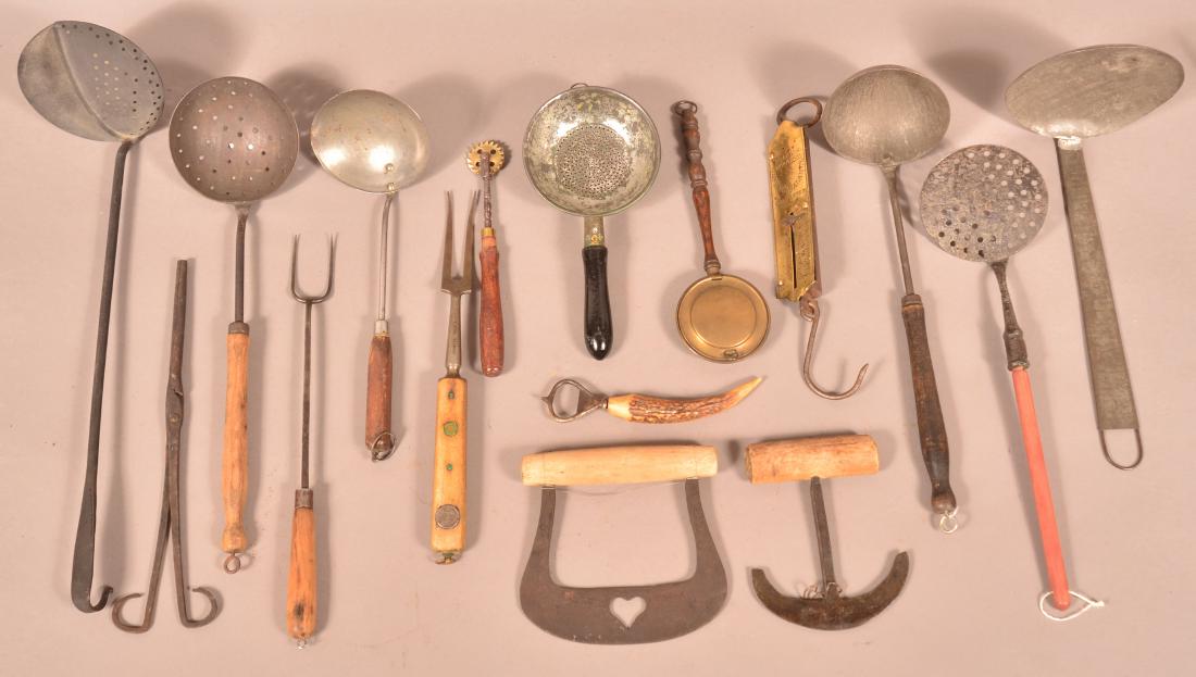 Various Antique Iron, tin and wood Utensils. (1 of 1)
