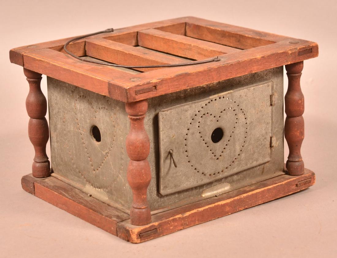 PA 19th Century Punch Tin Foot Warmer. (1 of 2)
