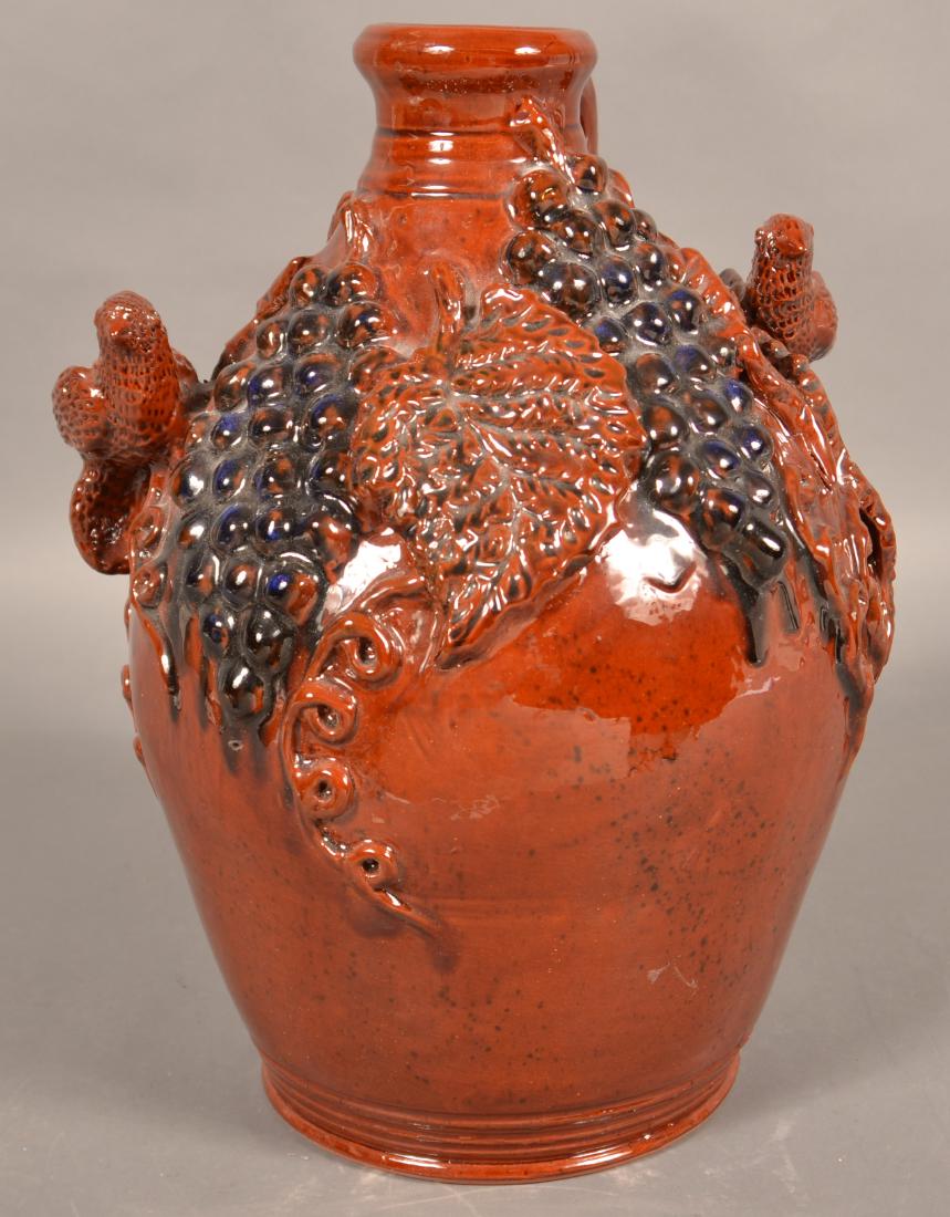 Large Foltz Redware 1988 Bulbous Jug. (1 of 4)