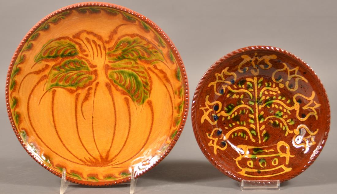 Two Pieces of Foltz Redware. (1 of 2)