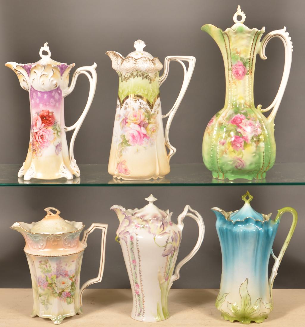 Six Antique/Vintage Floral Decorated China Chocolate (1 of 2)