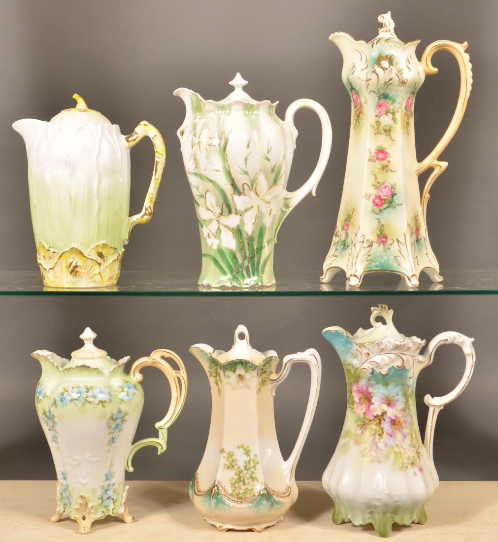 Six Antique/Vintage Floral Decorated China Chocolate (1 of 2)