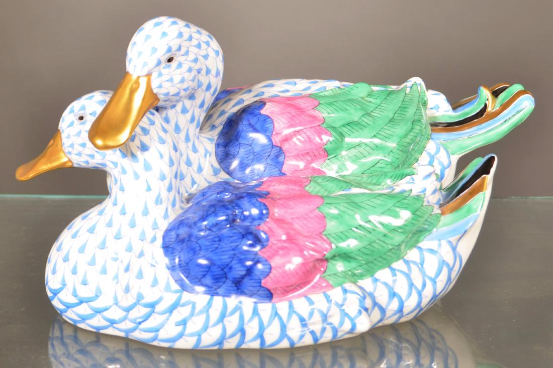 Herend Hungary Porcelain Double Duck Figurine. (1 of 3)