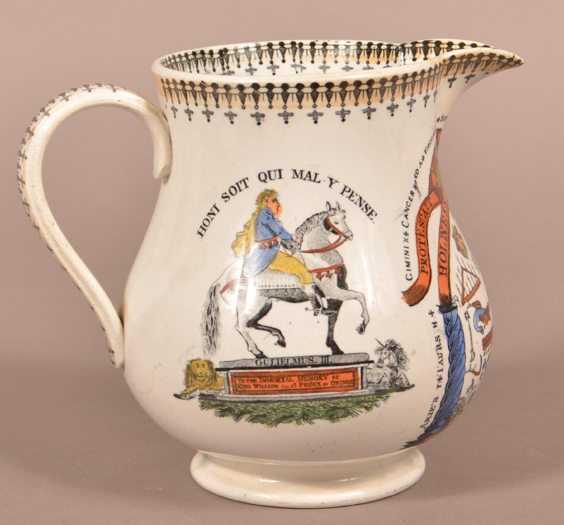19th Century Masonic Transfer Ironstone China Pitcher. (1 of 3)