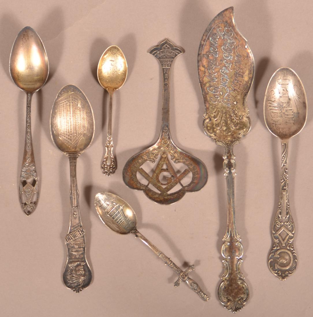 Seven Pieces of Masonic Silver Flatware. (1 of 1)