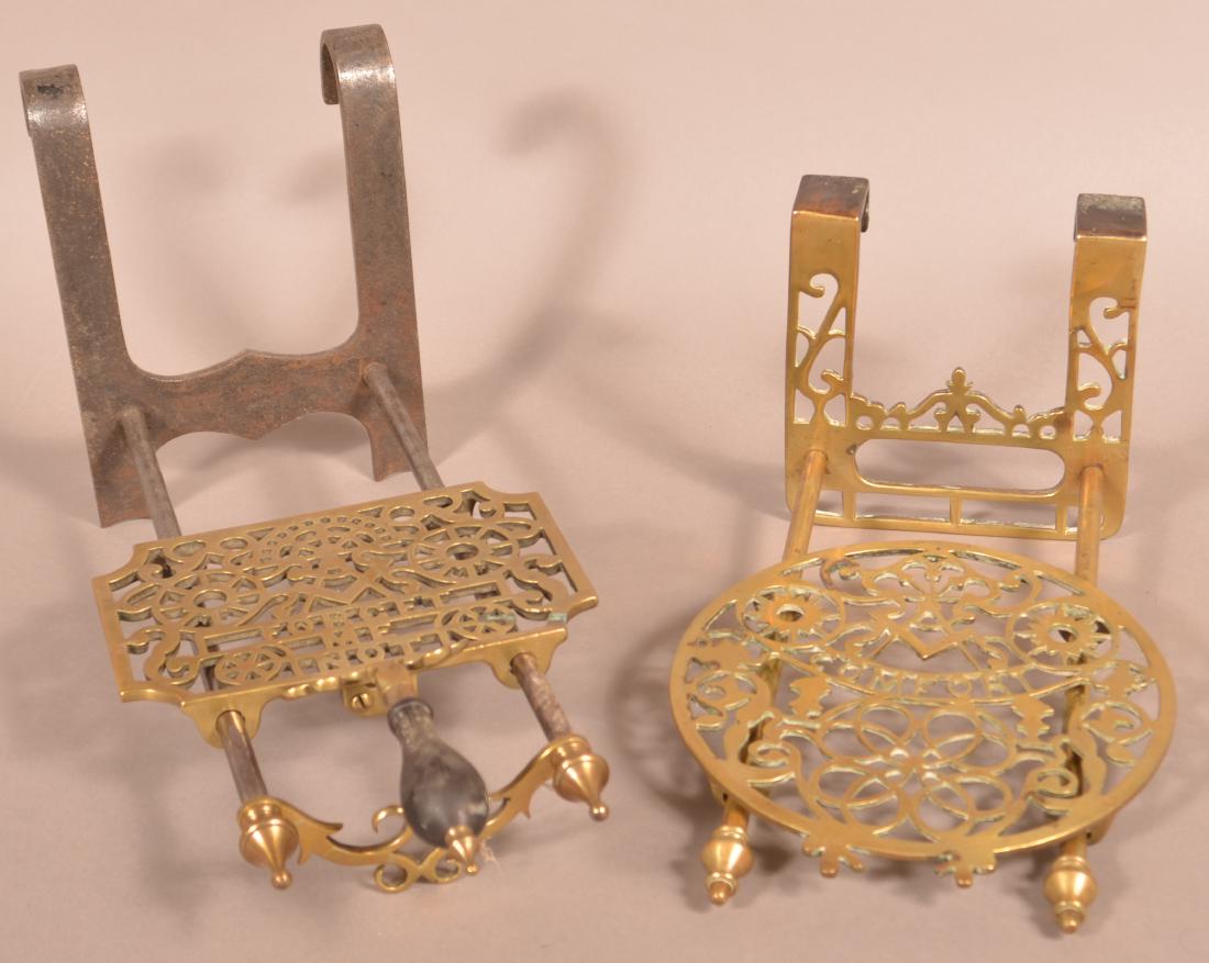 Two 19th Century Masonic Brass and Iron Hearth Trivets. (1 of 3)