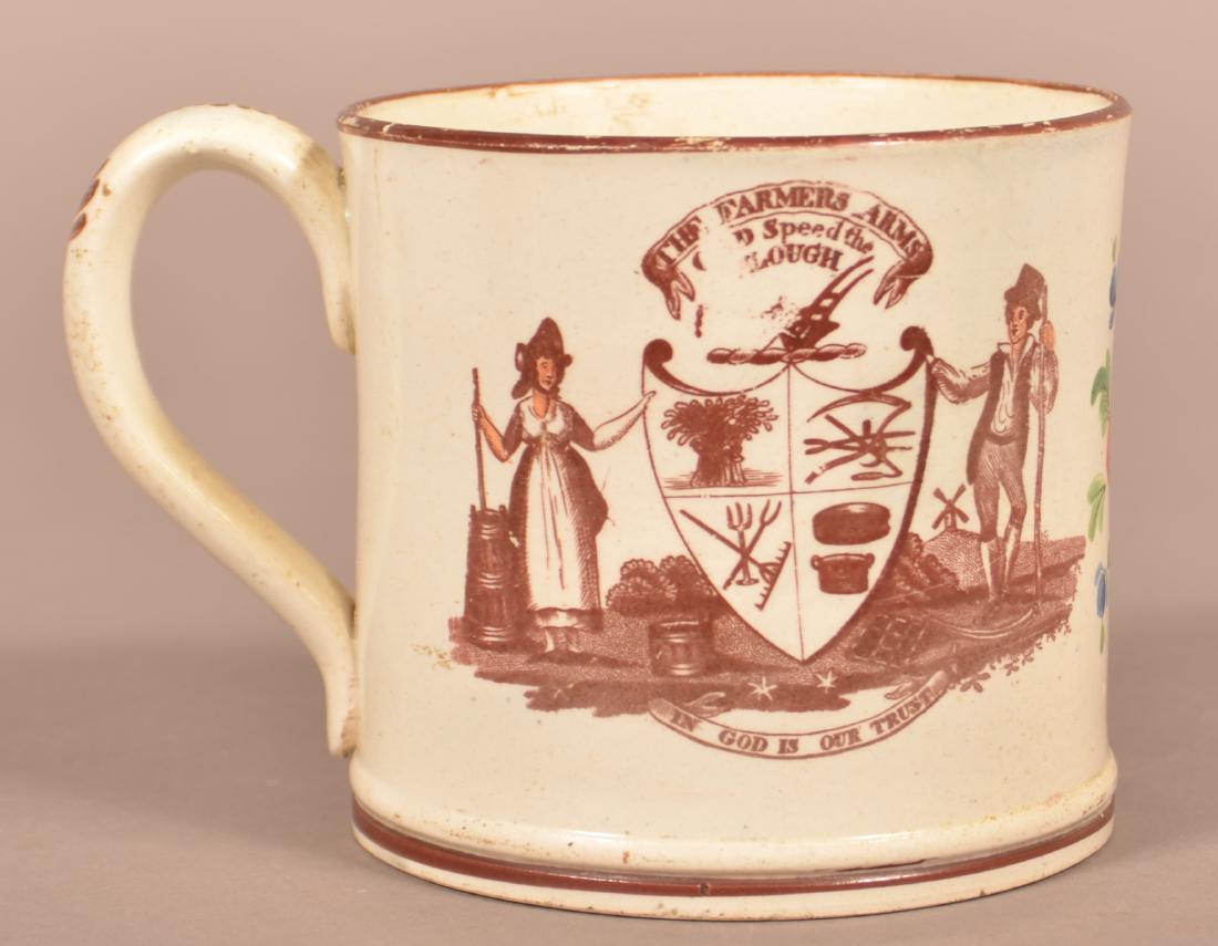 Masonic Transfer Liverpool Creamware Mug. (1 of 4)