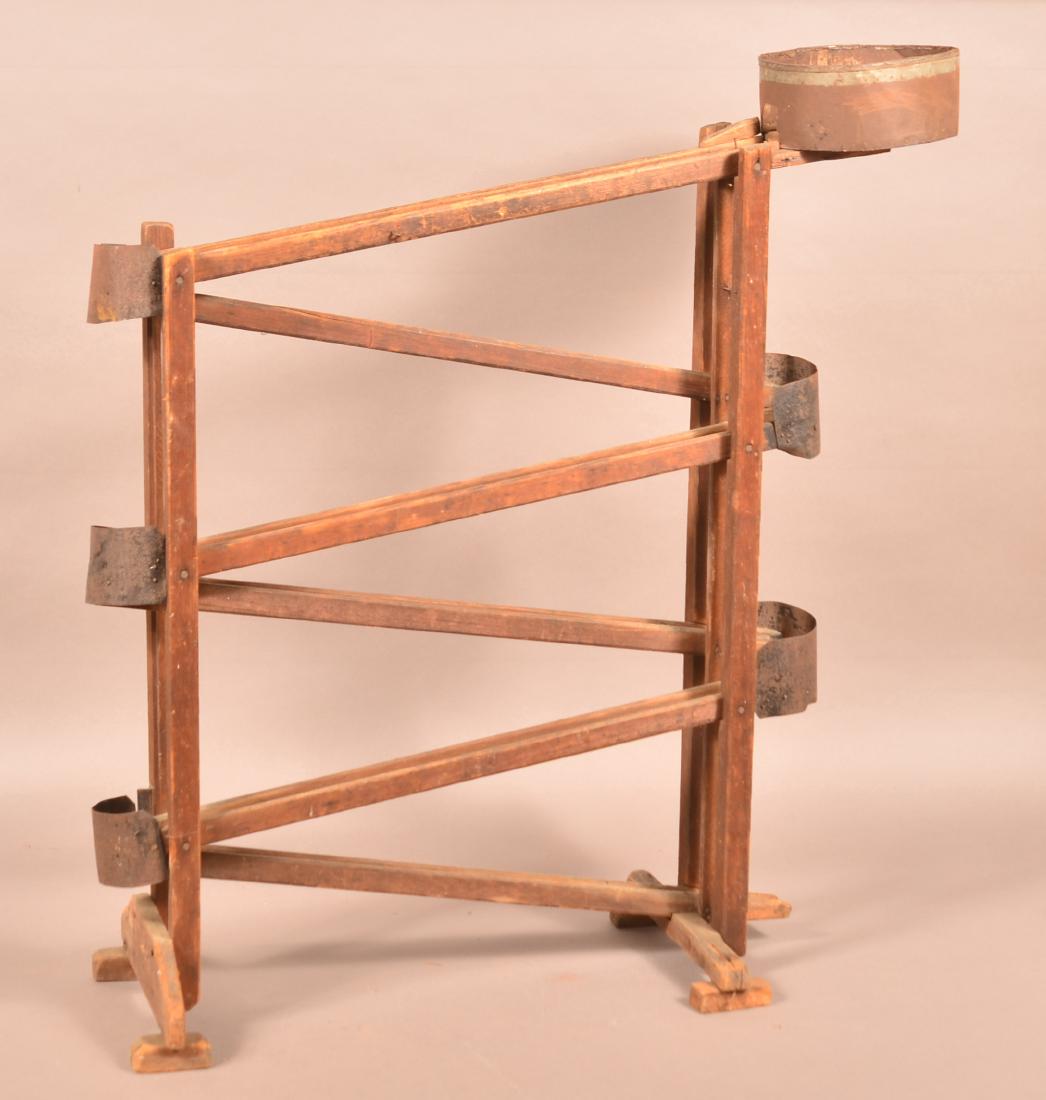 Primitive Antique Wood and Tin Marble Roller. (1 of 3)